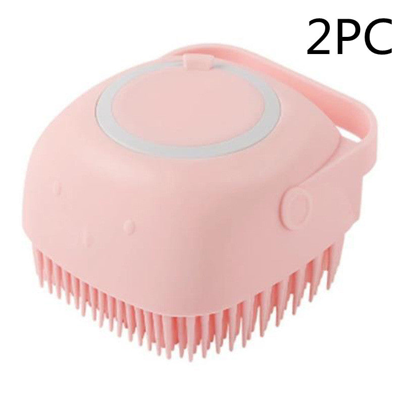 Silicone Pet Bath Massage Gloves Brush – Dog & Cat Bathroom Cleaning Comb with Shampoo Dispenser Grooming Tool