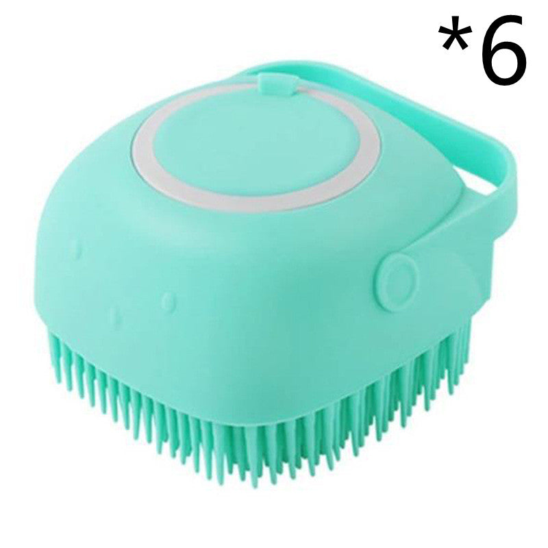 Silicone Pet Bath Massage Gloves Brush – Dog & Cat Bathroom Cleaning Comb with Shampoo Dispenser Grooming Tool